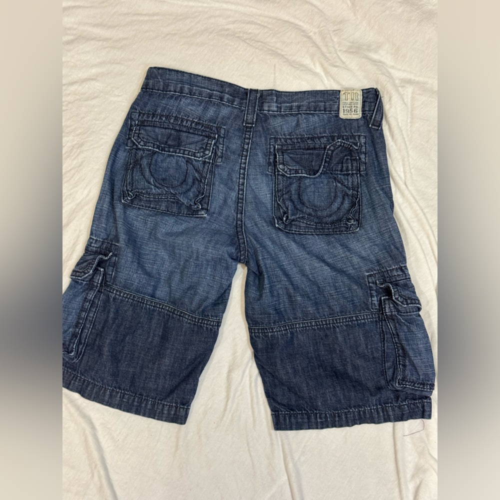 True Religion Blue Denim Regular Fit Shorts - Picture 2 of 2